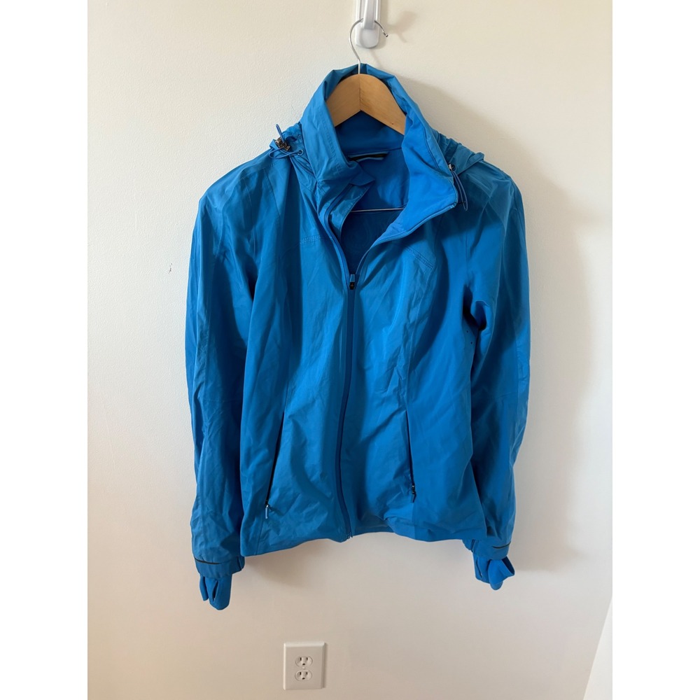 Lululemon Athletica Blue Hooded Windbreaker Jacket Thumbholes Running Sz 6